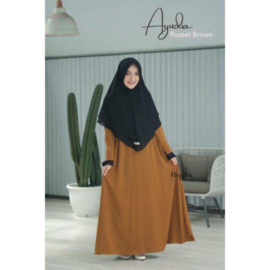 READY AYUDIA BY HIYAKU HIJAB RUSSET BROWN SIZE S DRESS LENGAN PANJANG DRESS WANITA MURAH TERBARU
