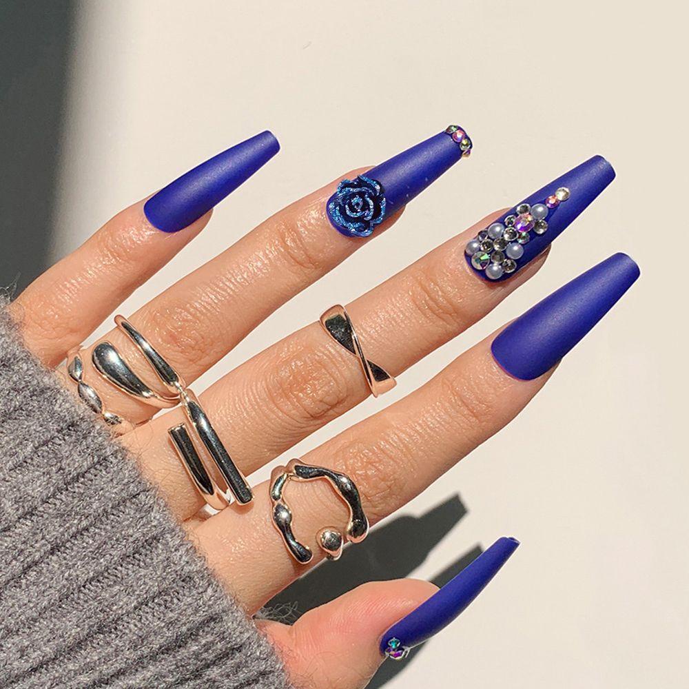 AUGUSTINA Agustin 3D Pesona Kuku Resin Bertekstur Bunga Mawar Salon Kuku Berkilau Manicure Aksesoris