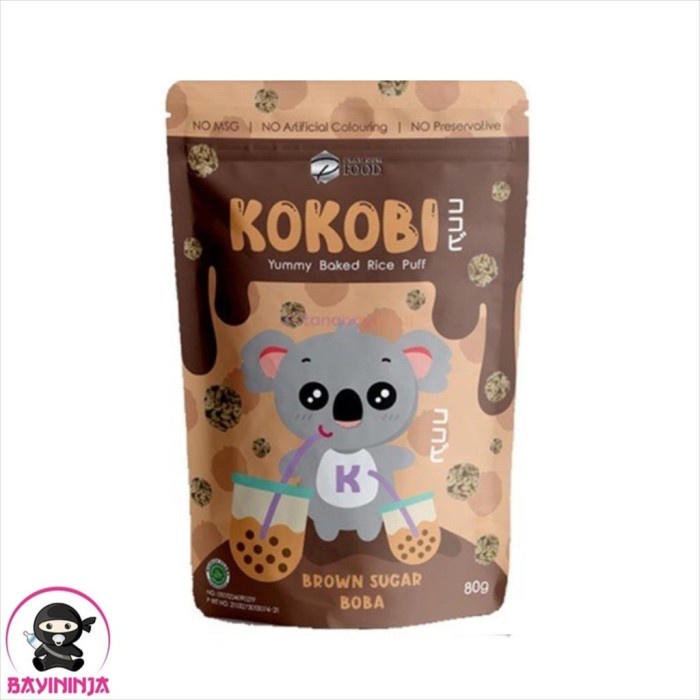

KOKOBI Yummy Baked Rice Puff Brown Sugar Boba 80 g T-Ninjabayi 01