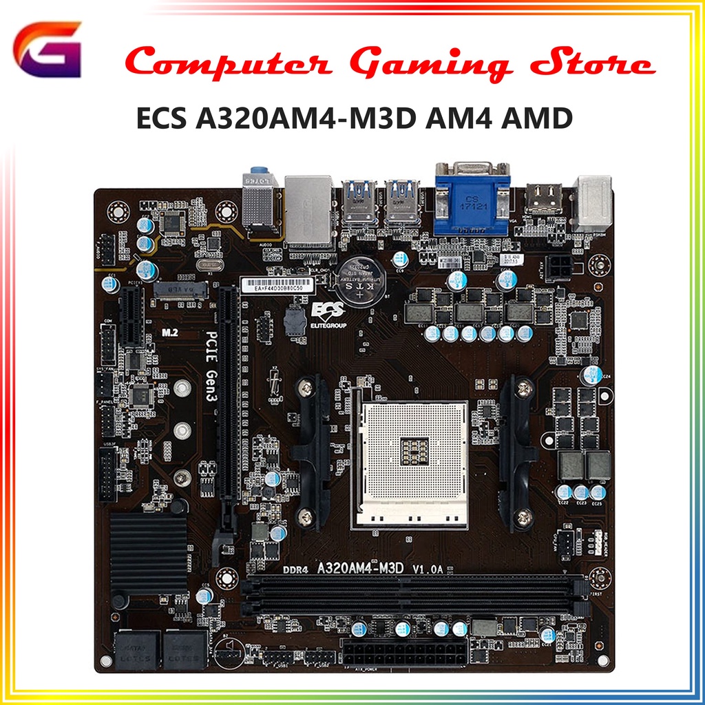 ECS A320M A320AM4-M3D Motherboard AMD RYZEN AM4