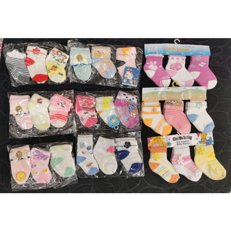 Kaos kaki bayi newborn isi 3 perempuan laki laki katun Strech / kaus kaki bayi baru lahir set