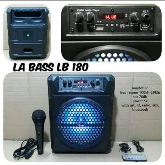 Speaker Portable 8 inch Bluetooth LABASS LB-180, Bonus Mic