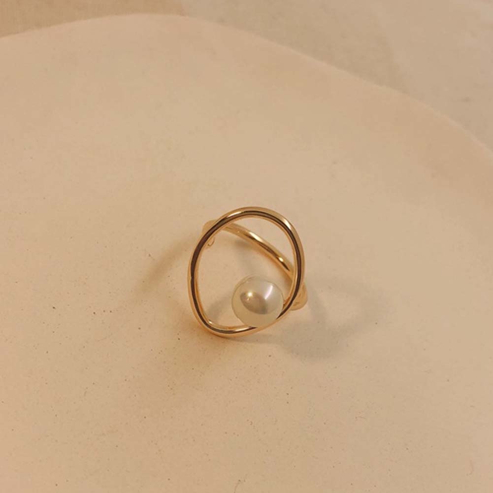 Hu Hu Hu Hu Hu Alat Bantu Pasang Kacamata♡ Cincin Wanita Desain Geometri Hollow Hias Mutiara Imitasi Untuk Pestahadiah