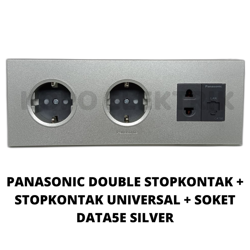 Panasonic Double Stopkontak + Stop Universal + Soket Data5E Silver