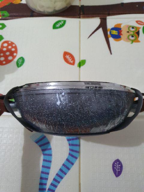 Ki0648 Cypruz 26cm Kuali Marble With Lid Induksi Wok Tutup Kaca