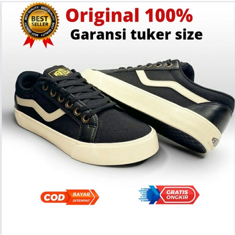 Ventela Republic Low Vantela Original Ventella Black Natural Sepatu Pria