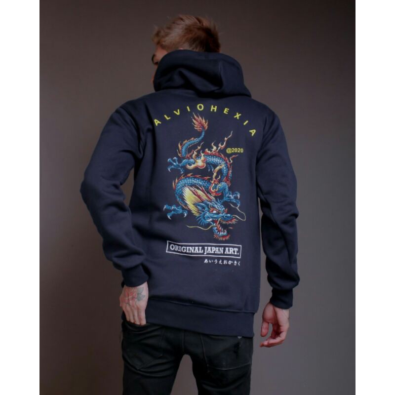 Sweater Hoodie Salviohexia Jaket Japan Art Jaket Pria Sweater Dragon Sweater Naga Slvhx