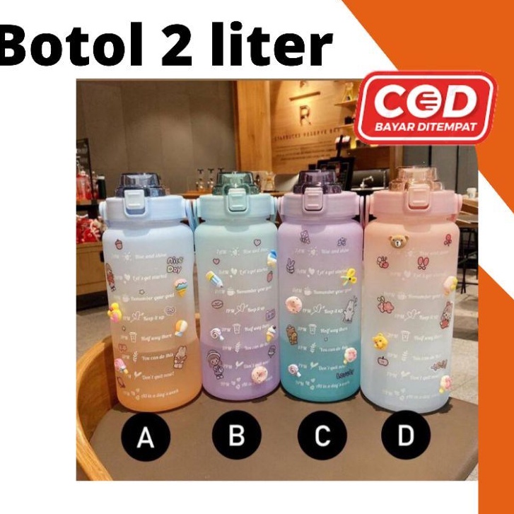 Promo/ Botol 2 Liter Viral Kekinian Korea/ Siap Kirim Hari Ini