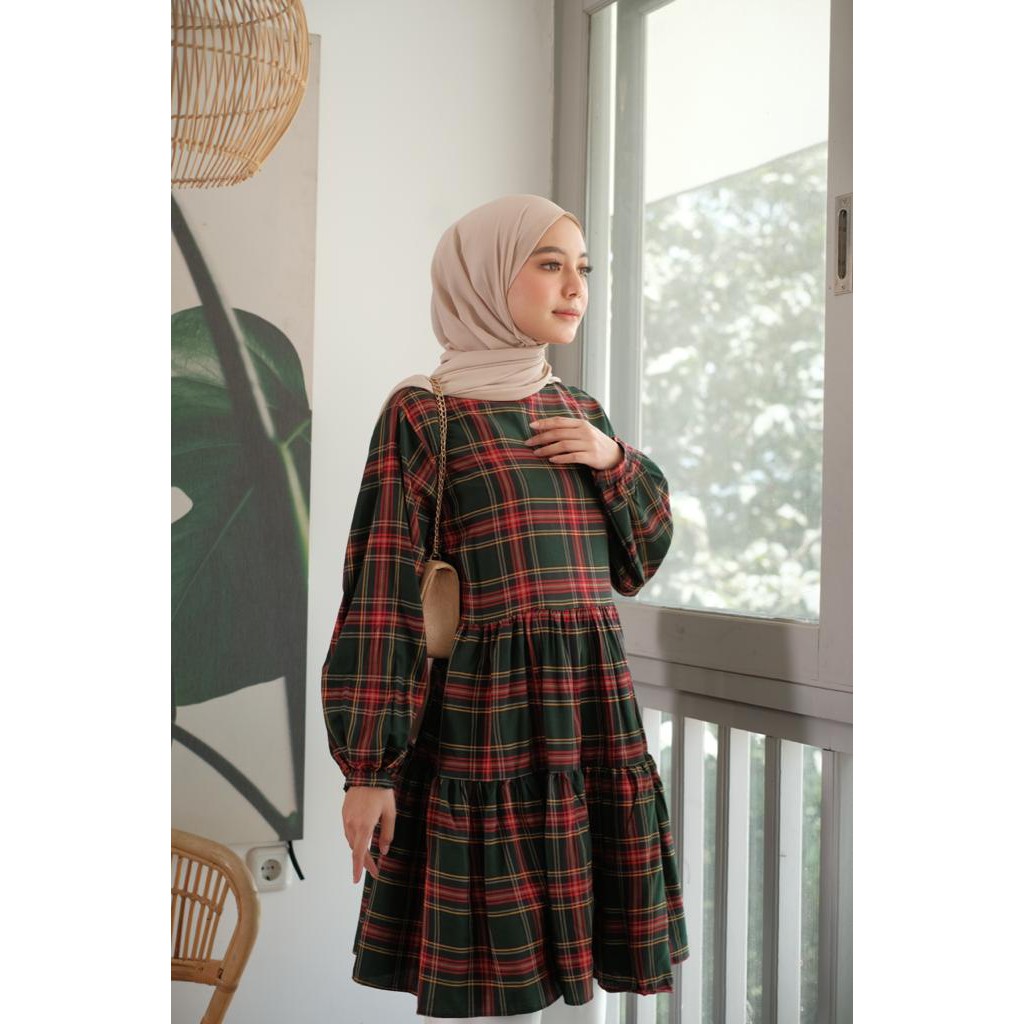 [CYC | COD] REALPICT Atasan Livha Midi Dress / Long Tunik Katun Square Rempel Wanita Trendy Murah