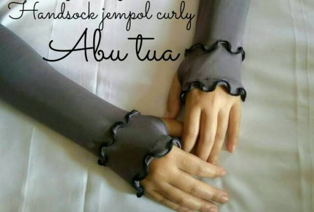 Handsock Jempol  Curly Manset Tangan Polos Tali kriwil fashion muslim