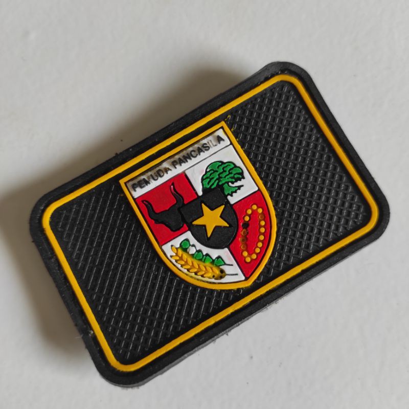 PATCH RUBBER LOGO PP ( PEMUDA PANCASILA) PRISAI KOTAK/TEMPELAN EMBLEM KARET VELCRO