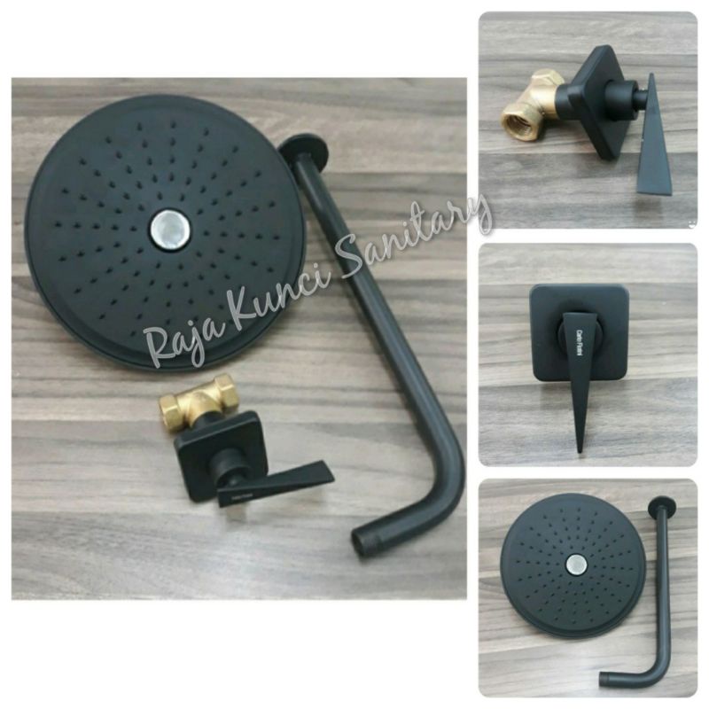 Kran Tanam Shower + Wall Shower Hitam Black/Paket Kran Tanam Dingin Hitam Black