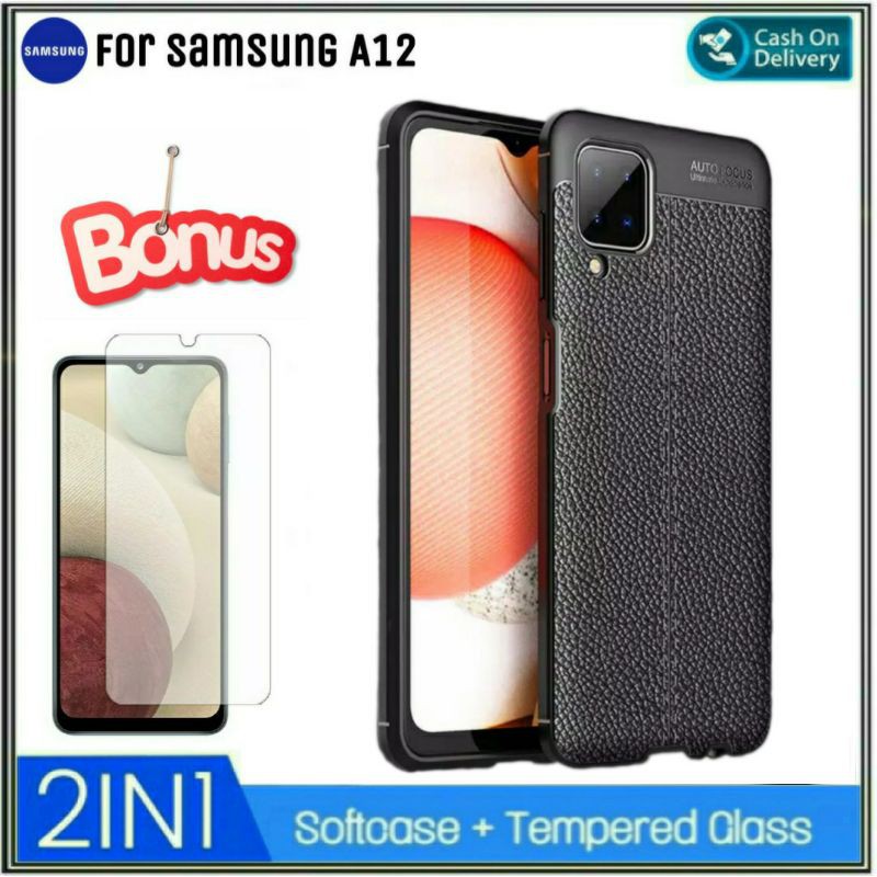 Mondi Store Case Samsung A12 Soft Case Cover Free Tempered Glass Samsung Galaxy A12