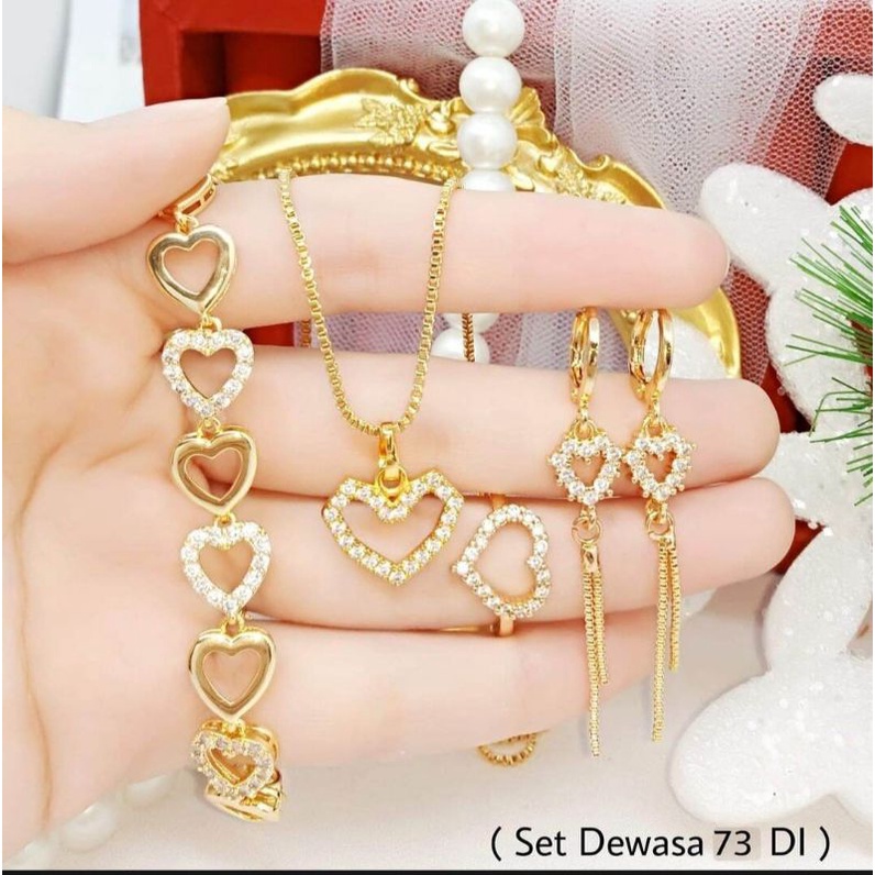 perhiasan full set love permata aksesoris fashion wanita