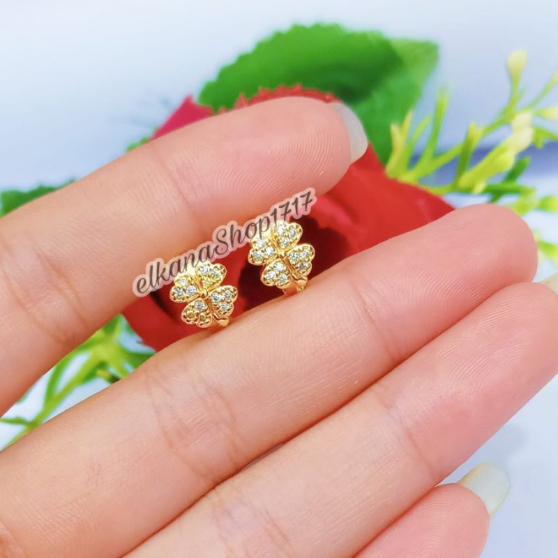 Anting Jepit anak variasi motif permata simple dan elegan Gold,tidak karat (COD)