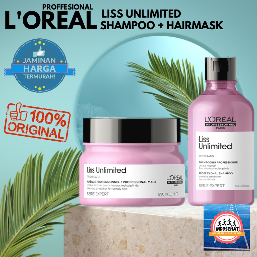 LOREAL Serie Expert Liss Unlimited Shampoo &amp; Hair Mask Set - Perawatan Rambut Kusut Keriting