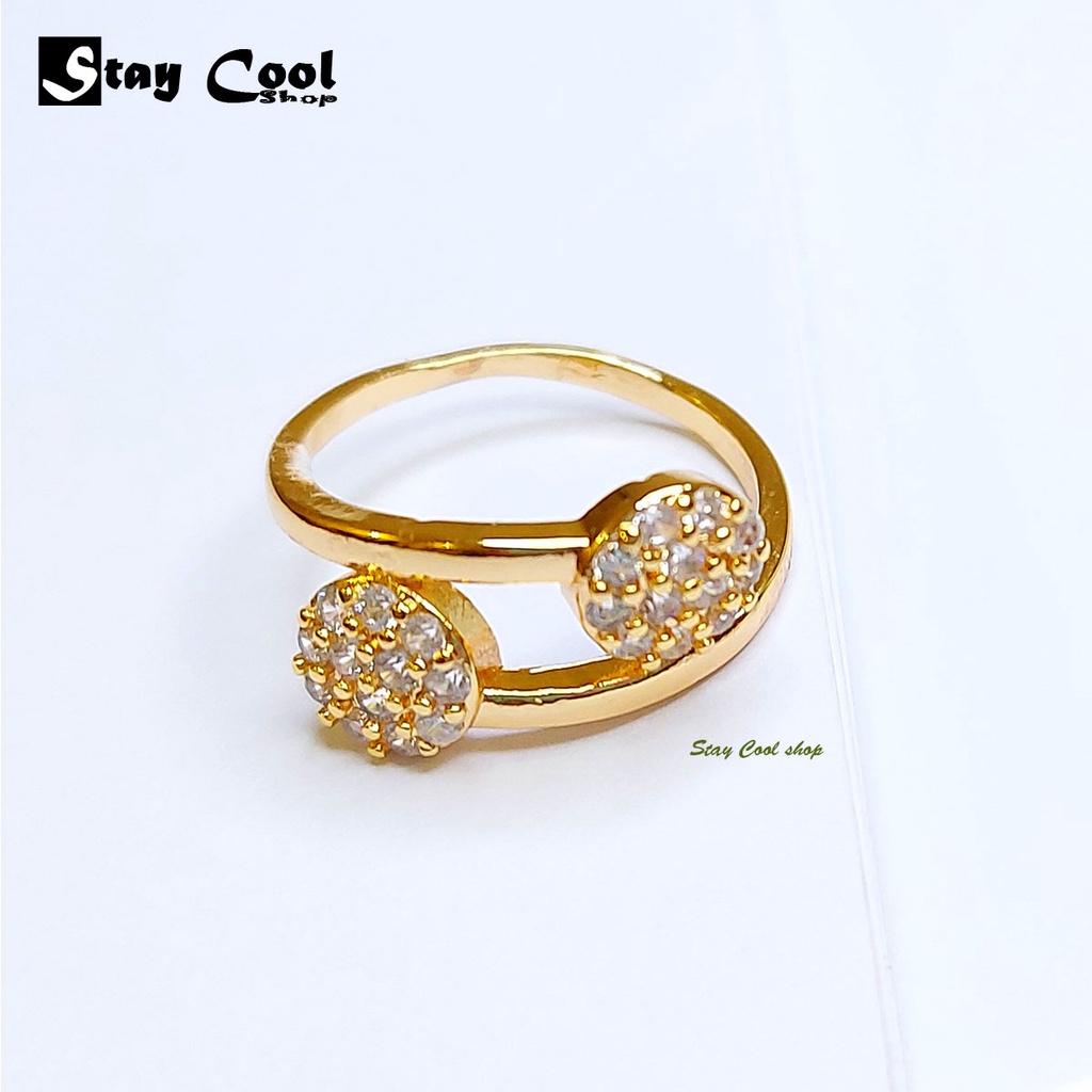 Cincin Permata Xuping Emas Asli Gold Model Terbaru 2021 Wanita Korea Import - Warna Emas