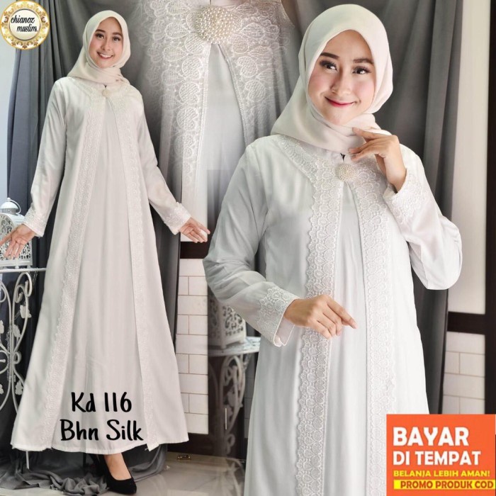 KAY52 - CHIANOZ Gamis Putih Jumbo Wanita Baju Muslim Syari Lebaran Haj