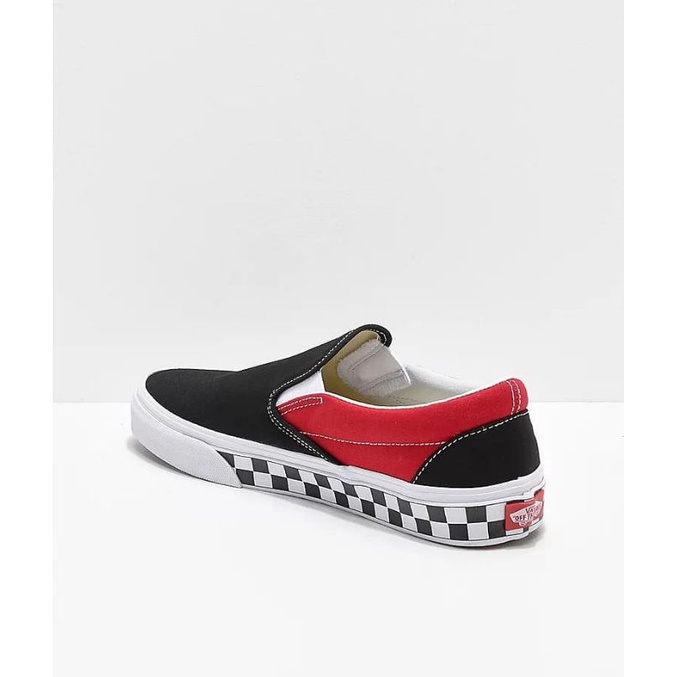 Vans Slip On Bmx Checkerboard Black Red Original