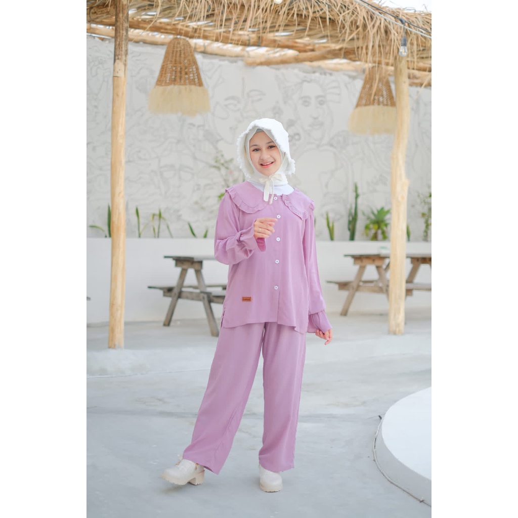 Setelan Anak Perempuan Set Amora Crinkle One Set Rayon Crinkle Size Junior 8-16thn Terbaru Lucu Adem