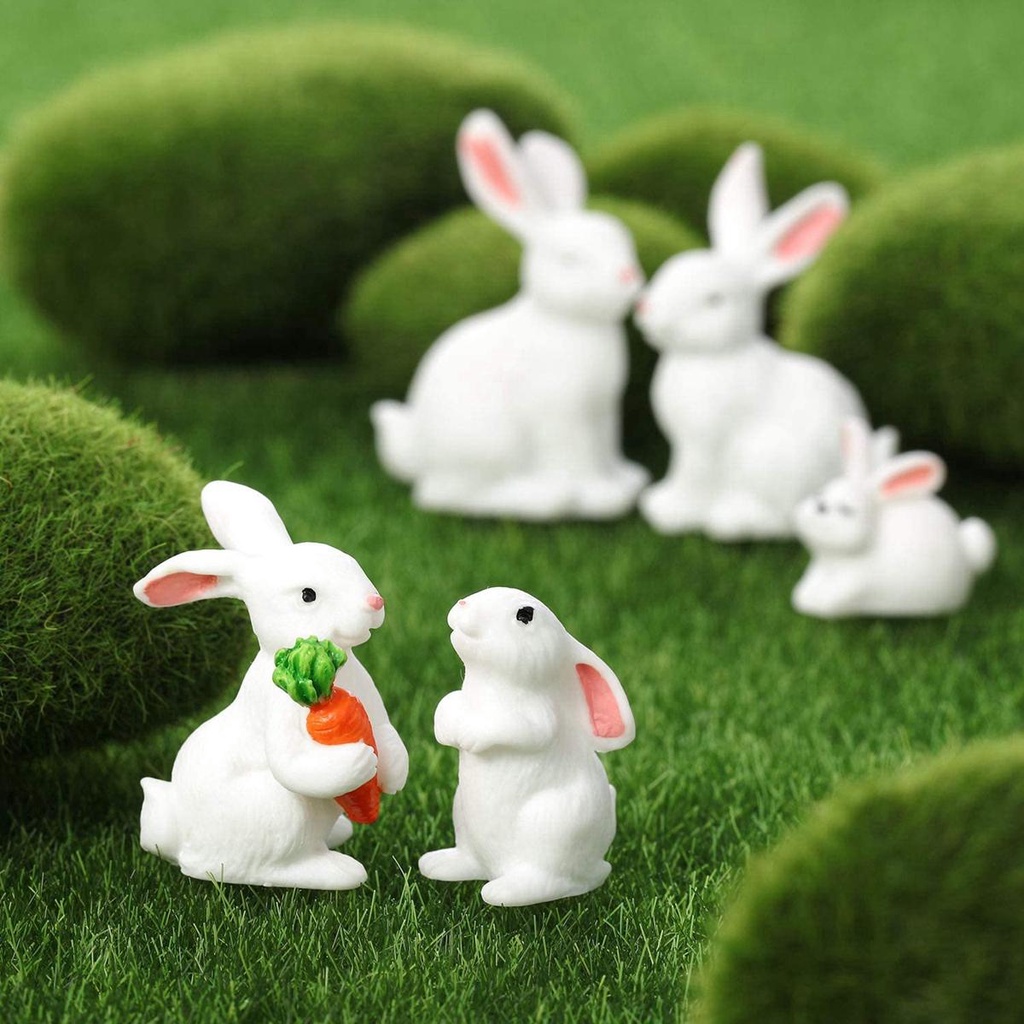 [Elegan] Ornamen Kelinci Lucu Dekorasi Rumah Bonsai Taman Peri Bunny Hare Miniatur