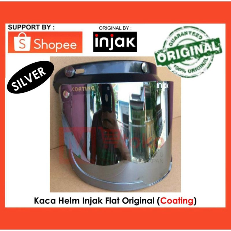 ORIGINAL KACA HELM RETRO BOGO DATAR FLAT MERK INJAK(COATING) SILVER RAINBOW