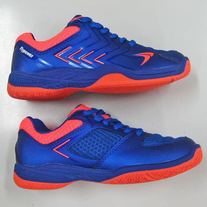 Sepatu Badminton Bulutangkis FLYPOWER PAWON 4 BLUE ORANGE Dewasa Ori