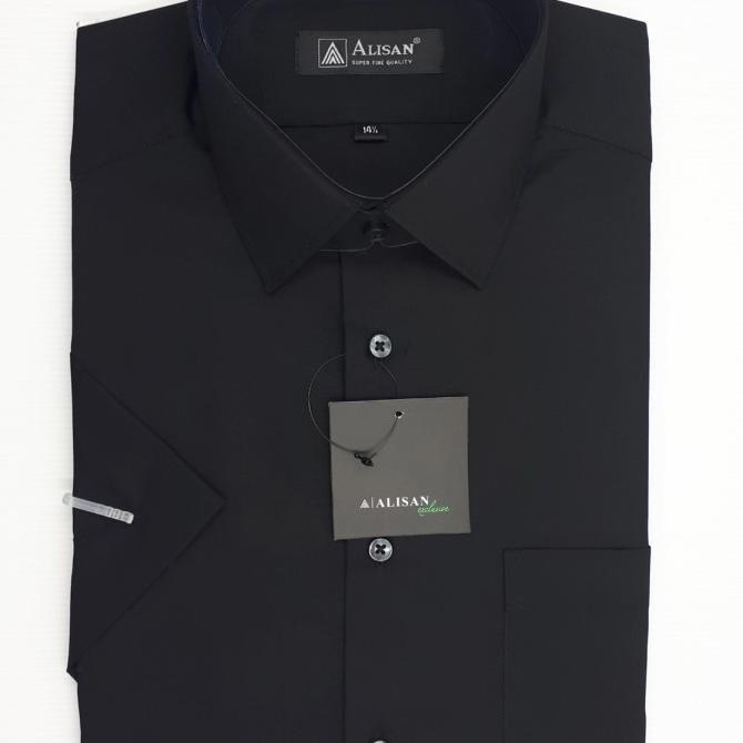 ALISAN Kemeja Pria Lengan Pendek Slim Fit POLOS /ANEKA WARNA/HITAM