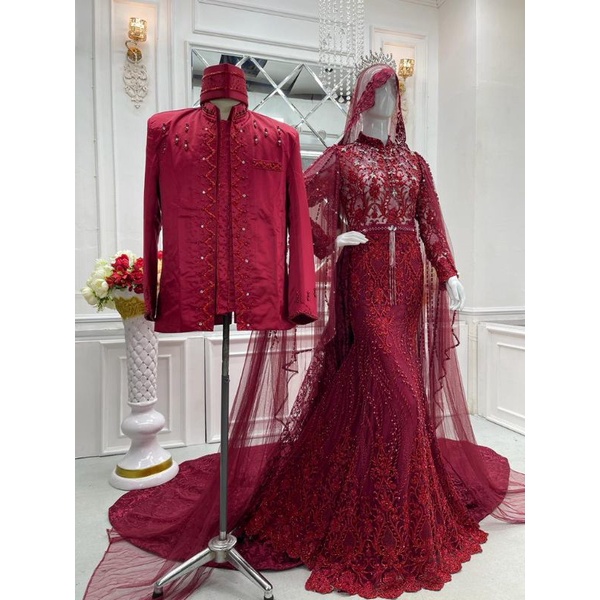 Gaun pengantin couple/Gaun pengantin full payet/Wedding dress