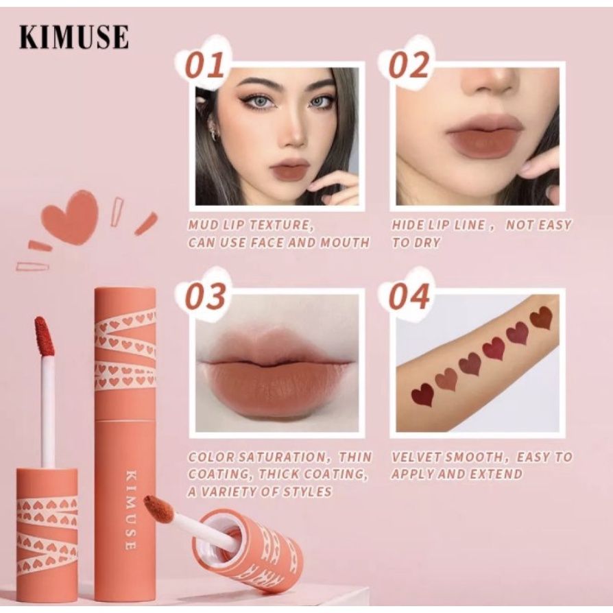 Kimuse Lip Cream Matte Velvet Smooth Lip Clay Lip Stick Waterproof Original KI002