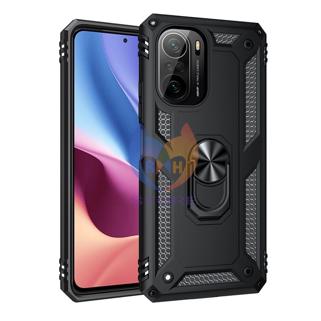 Case Xiaomi Poco F3 Poco F3 Pro Hardcase Ring Armor Military Kickstand Hybrid Magnetik TPU