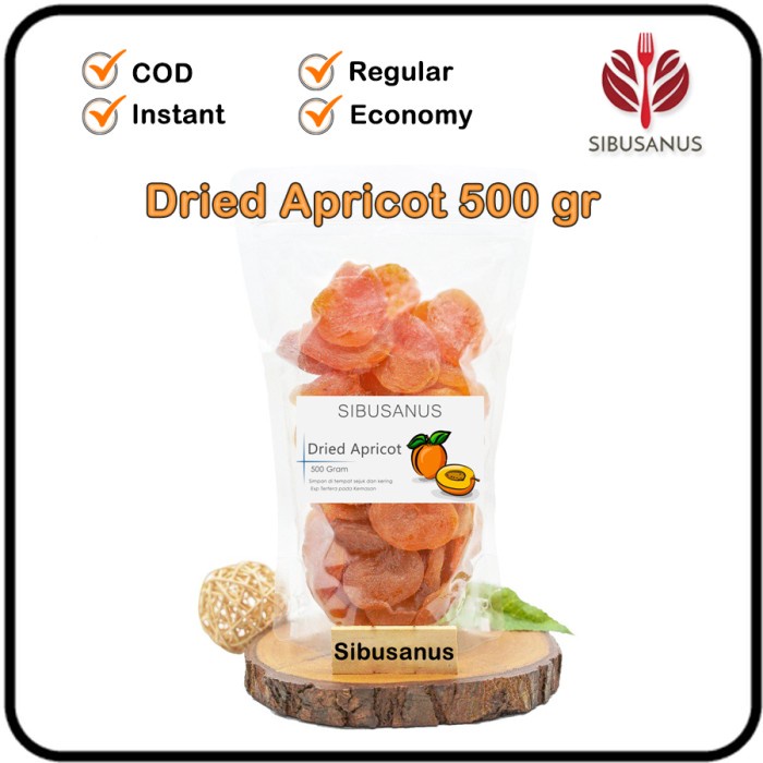 

Buah Kering - Buah Aprikot Kering Plain Tanpa Pemanis 500 Gram Dried Apricot Murni
