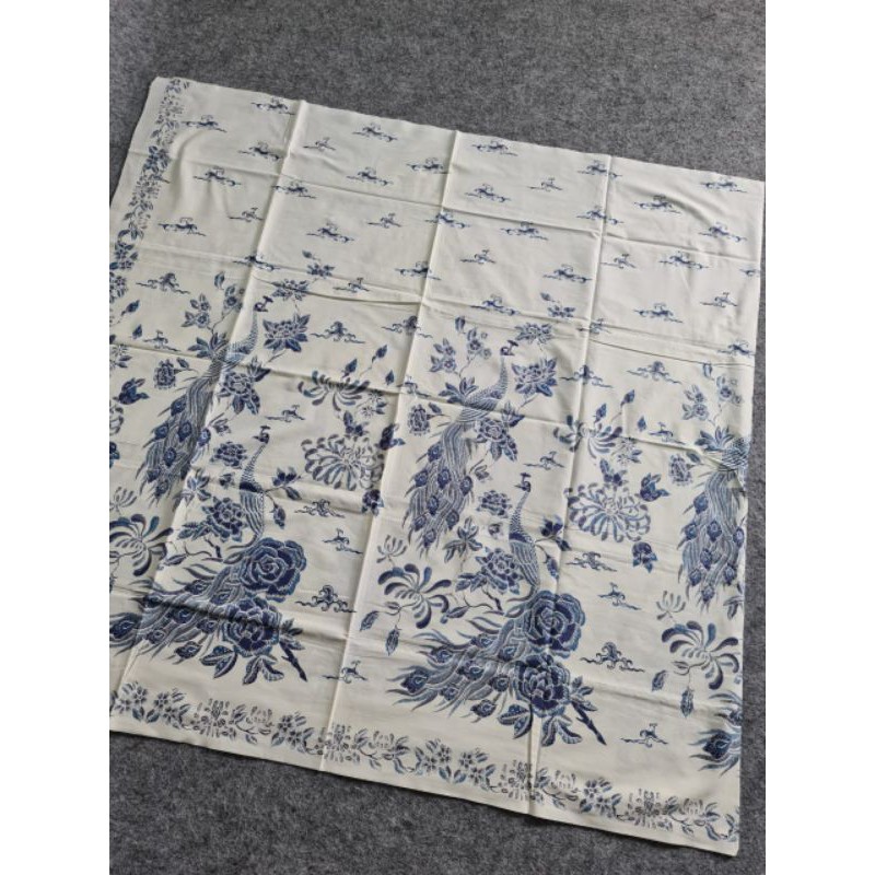 KAIN BATIK KATUN PRINT BURUNG MERAK BIRU