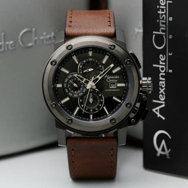 Jam tangan pria alexander cristie originap ac6519 black brown