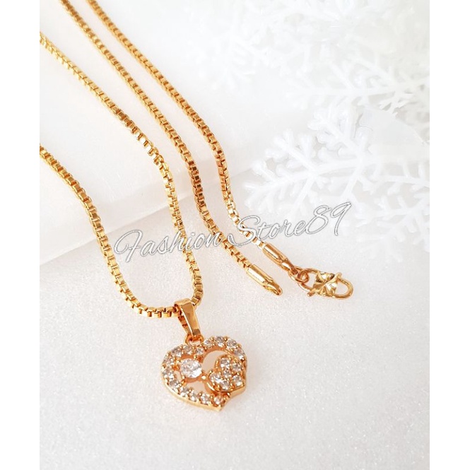 Kalung Liontin Love Kecil Unik Perhiasan xuping Yaxiya Lapis emas 18k impor Fashion