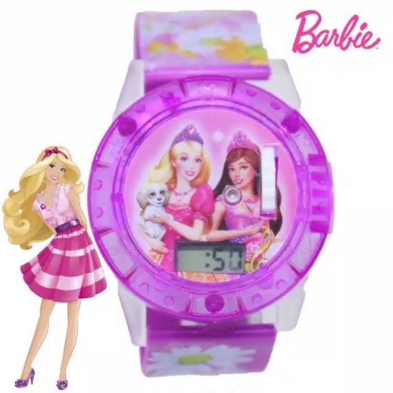 Jam tangan anak Barbie ada Proyektor LED plus musik melody