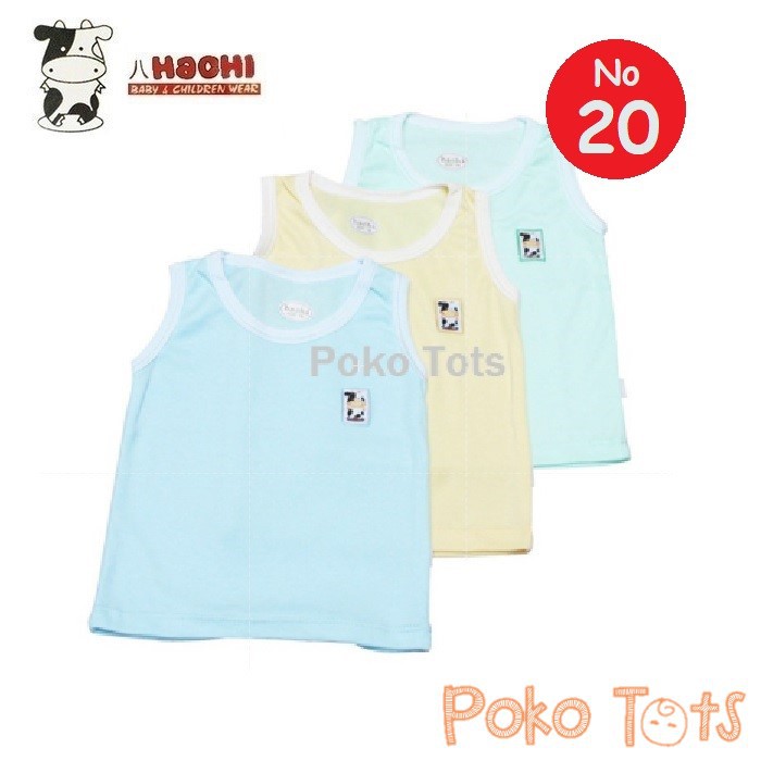 Hachi Kaos Singlet Ukuran 20 Tangan Buntung Bayi dan Anak Warna Polos