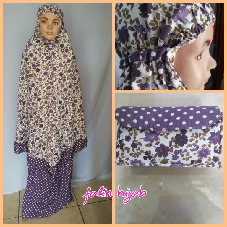 Mukena anak Katun Jepang Motiv Bunga-bunga