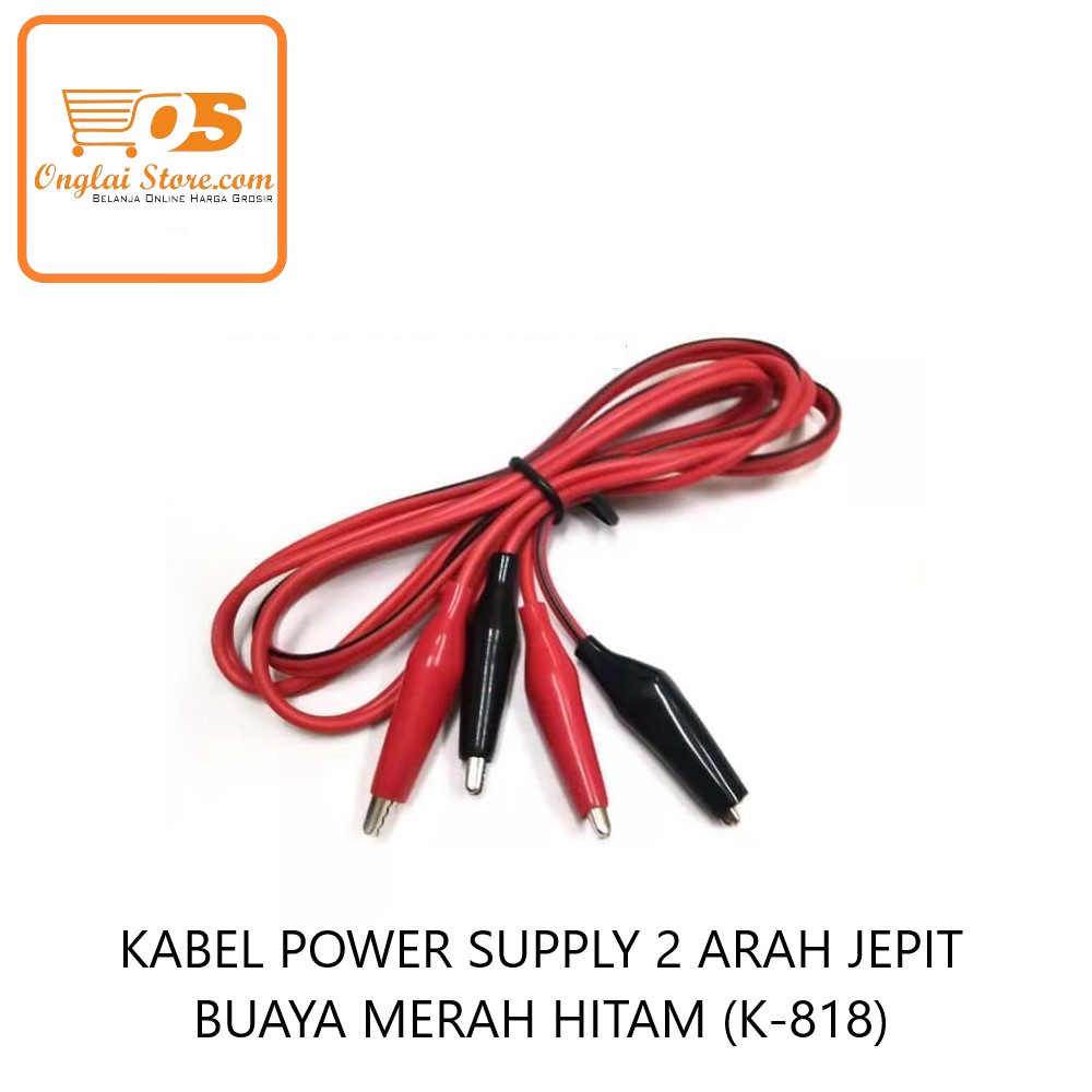 KABEL POWER SUPPLY 2 ARAH JEPIT BUAYA MERAH HITAM (K-818)