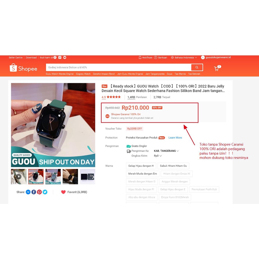 【Ready 】【100%ORI】 GUOU Waterproof Women's Watch Wanita Jelly menonton tali karet wanita menonton Korea menonton fashion【COD】