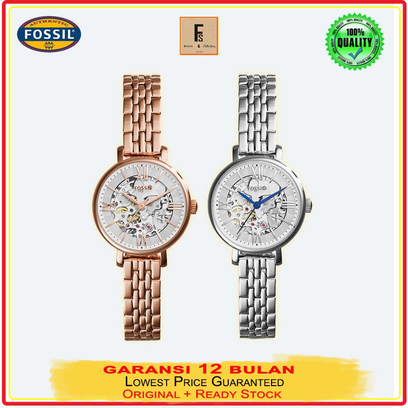 Jam Tangan Wanita Fossil Otomatis Jacqueline Mini Mechanical 32mm Stainless Steel + Tin Box Original