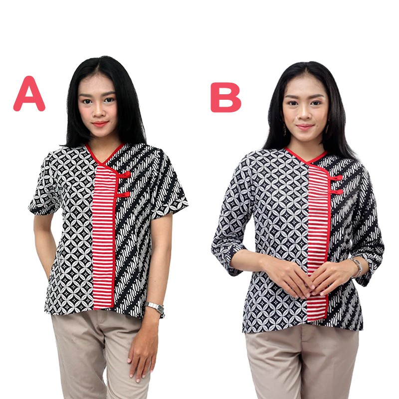 Atasan Batik Wanita Model 3 in 1 Shanghai Style - Blouse Batik Wanita - S M L XL 2L 3L 4L 5L