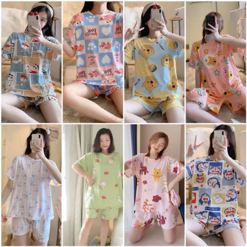 Piyama impor wanita celana pendek / baju tidur wanita sleepwear kartun
