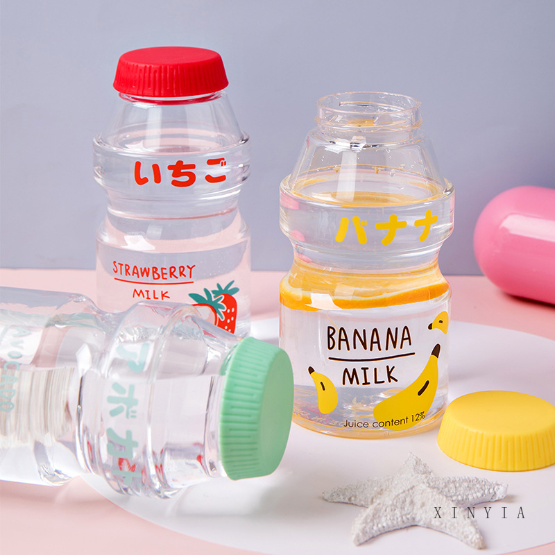 480ml Cute Plastic Water Bottle Student Drop-resistant Casual Large Cup Kids Creative Milk Cups Portable Vacuum Cup