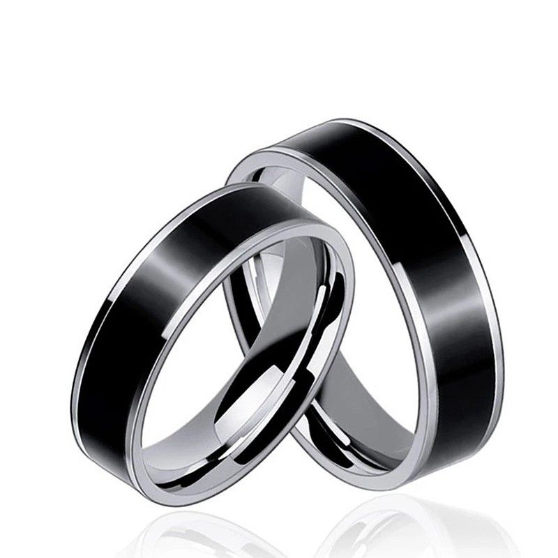 Cincin hitam silver &amp; gold anti karat bahanTitanium Stainless Steel