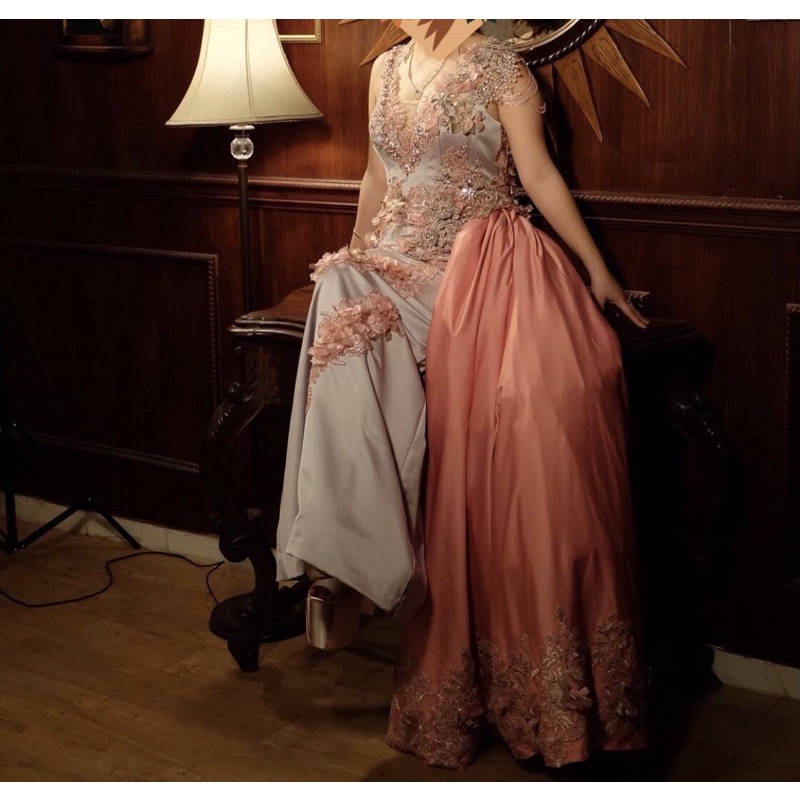 preloved / second dress pesta party silver pink pastel