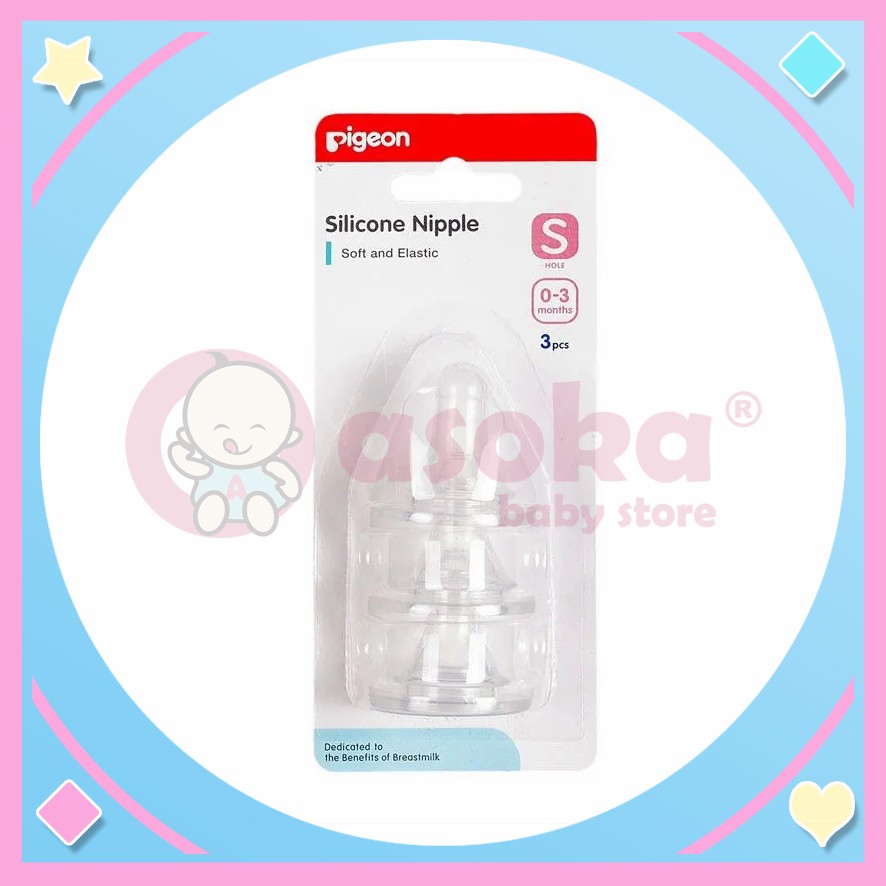 Pigeon Silicone Slim Neck Nipple Triple Pack isi 3 ukuran S ASOKA