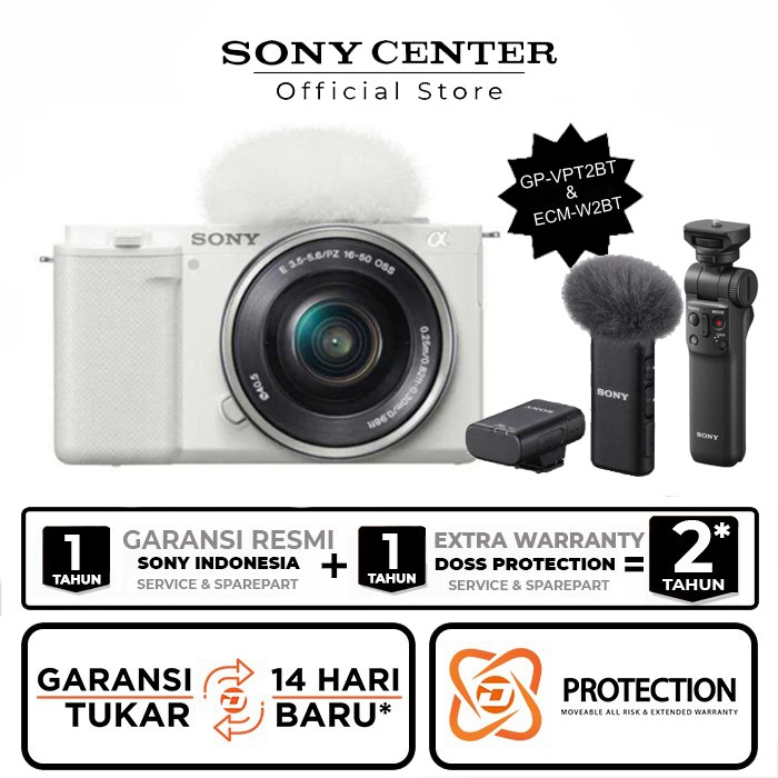 Sony ZV E10 Sony ZVE10 Mirrorless Camera Kit 16-50mm-White+VPT2BT&ECMW2BT
