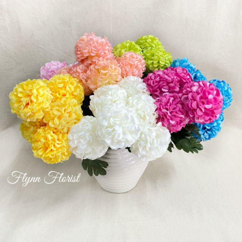 Bunga Seruni Ball X6 (satuan) Bunga Artificial / Bunga Plastik / Bunga Dekorasi / Pernikahan-1