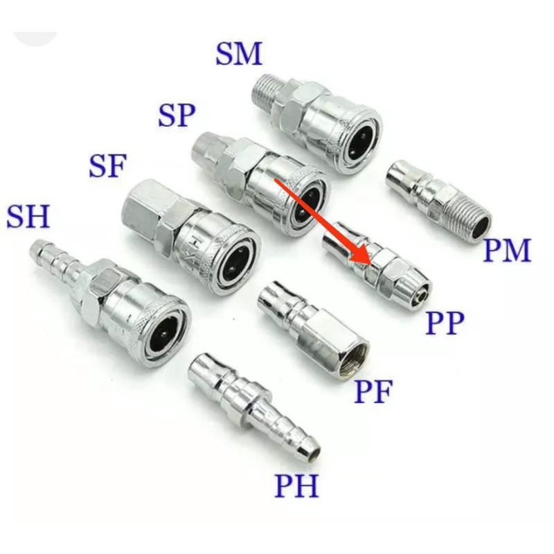 coupler selang set (1set 2pcs) sp+ pp/ sambungan selang kompresor
